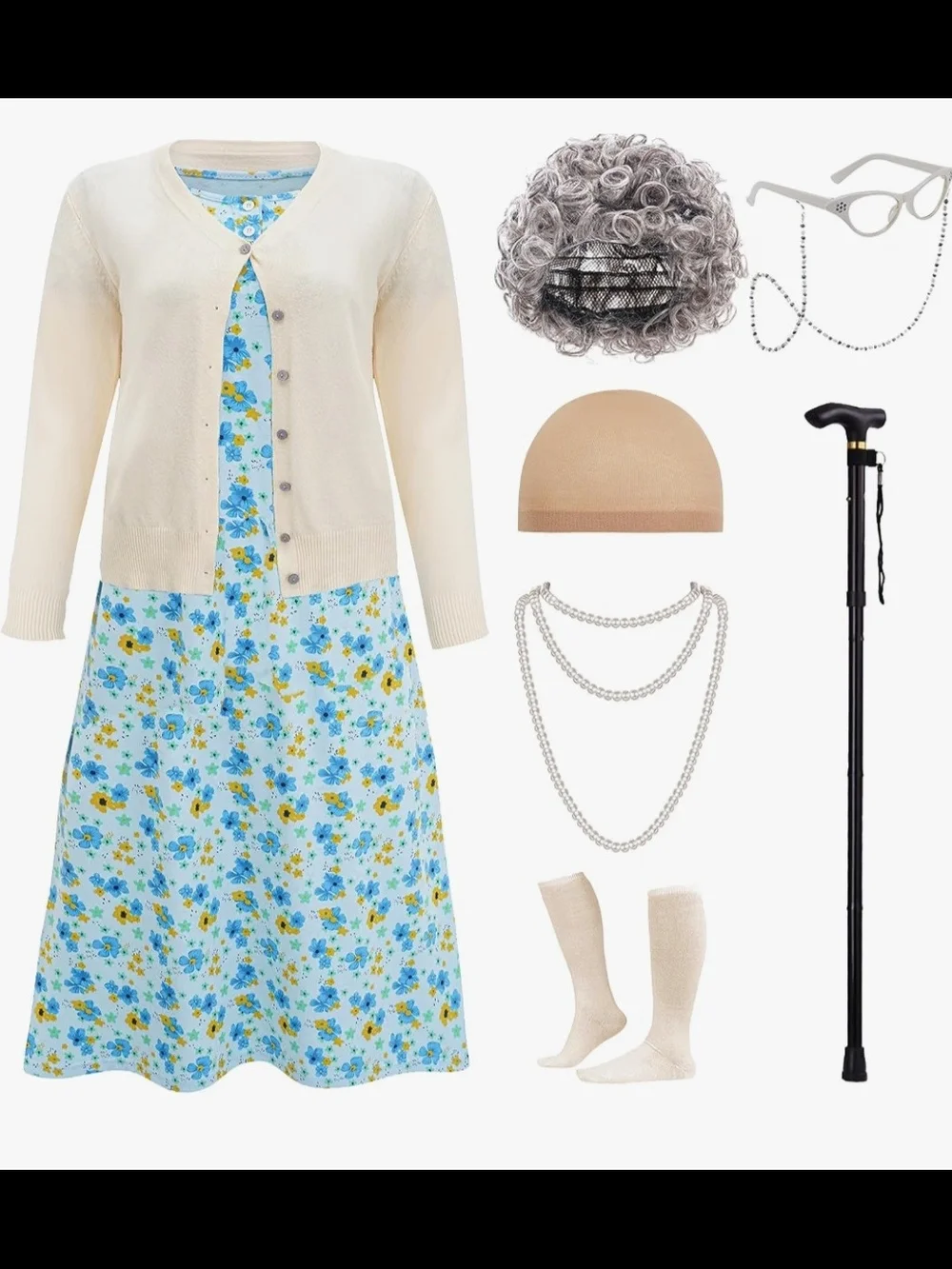 100 Days Of School Girls Costume OLD LADY Accessories HALLOWEEN